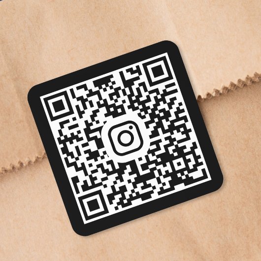 Custom Instagram QR Code Black スクエアシール