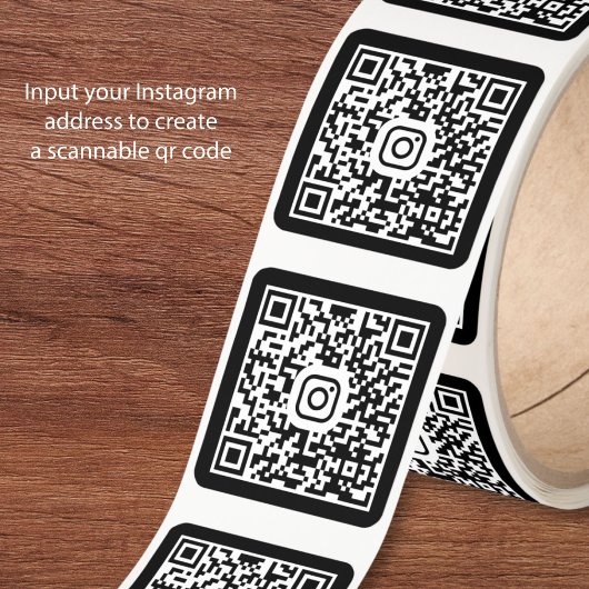 Custom Instagram QR Code Black スクエアシール