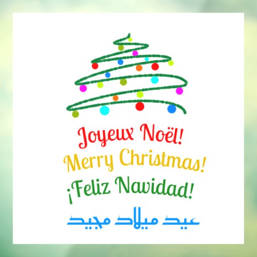 Custom International Merry Christmas Festive Tree ウィンドウサイン (シート3)