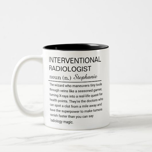 Custom Interventional Radiologist Definition Funny ツートーンマグカップ (左)