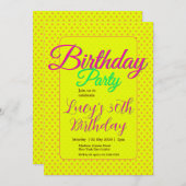 Custom Invitation, Polka Dots, Birthday Party 招待状 (正面/裏面)