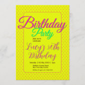 Custom Invitation, Polka Dots, Birthday Party 招待状 (正面)