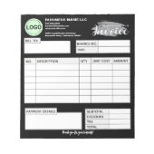 Custom invoice Form with Logo Black Small Business ノートパッド (正面)