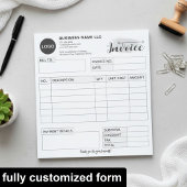 Custom invoice Form with Logo, Gray Small Business ノートパッド