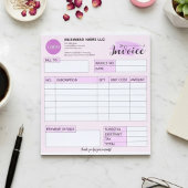 Custom invoice Form with Logo, Pink Small Business ノートパッド