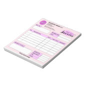 Custom invoice Form with Logo, Pink Small Business ノートパッド (回転)