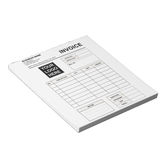 Custom Invoice Order Forms & Business Logo ノートパッド (アングル)