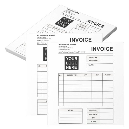 Custom Invoice Order Forms & Business Logo ノートパッド