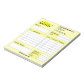 Custom Invoice Receipt, Yellow Small Business Name ノートパッド (回転)