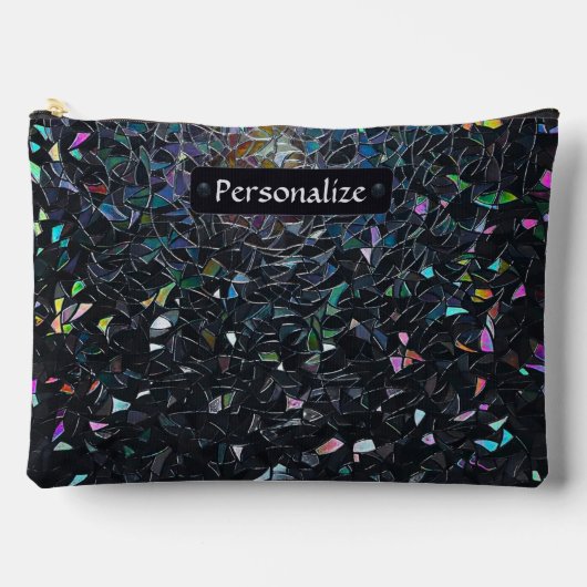 Custom Iridescent Abstract Stained Glass Pattern アクセサリーポーチ (正面)