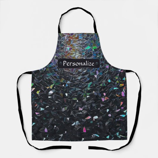Custom Iridescent Abstract Stained Glass Pattern エプロン (正面)
