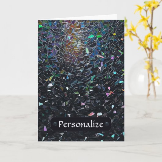 Custom Iridescent Abstract Stained Glass Pattern カード (黄色い花)