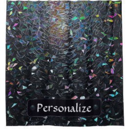 Custom Iridescent Abstract Stained Glass Pattern シャワーカーテン