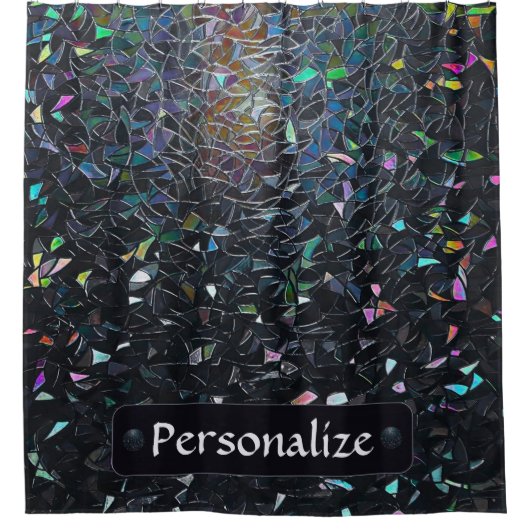 Custom Iridescent Abstract Stained Glass Pattern シャワーカーテン (正面)