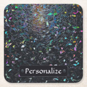 Custom Iridescent Abstract Stained Glass Pattern スクエアペーパーコースター (正面)