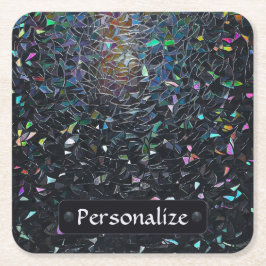 Custom Iridescent Abstract Stained Glass Pattern スクエアペーパーコースター
