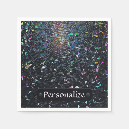 Custom Iridescent Abstract Stained Glass Pattern スタンダードカクテルナプキン (正面)