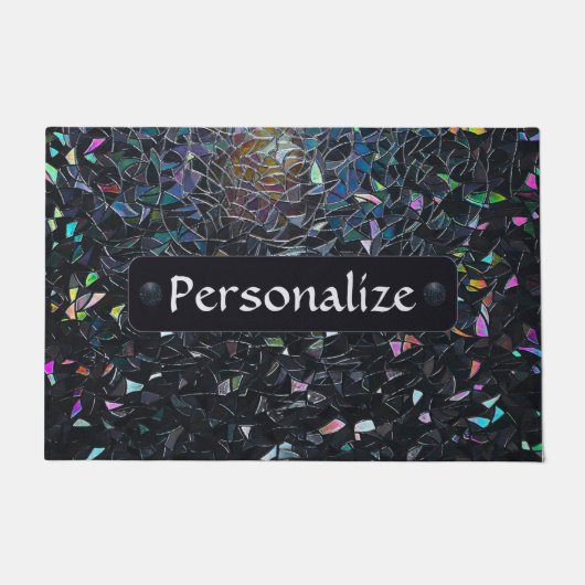 Custom Iridescent Abstract Stained Glass Pattern ドアマット (正面)