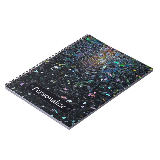 Custom Iridescent Abstract Stained Glass Pattern ノートブック (左側)