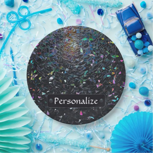 Custom Iridescent Abstract Stained Glass Pattern ペーパープレート (パーティー)