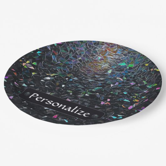 Custom Iridescent Abstract Stained Glass Pattern ペーパープレート (アングル)