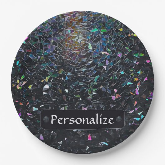 Custom Iridescent Abstract Stained Glass Pattern ペーパープレート (正面)