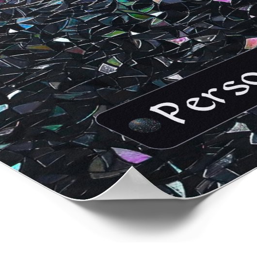 Custom Iridescent Abstract Stained Glass Pattern ポスター (角)