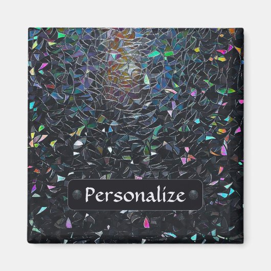 Custom Iridescent Abstract Stained Glass Pattern マグネット (正面)