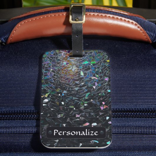 Custom Iridescent Abstract Stained Glass Pattern ラゲッジタグ (正面インサイチュ2)
