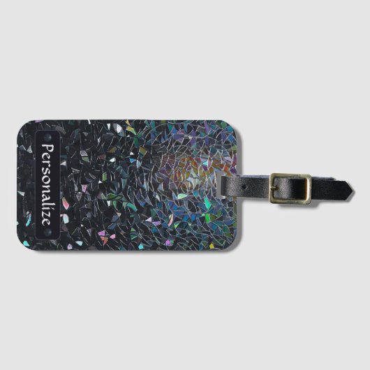 Custom Iridescent Abstract Stained Glass Pattern ラゲッジタグ (正面横)
