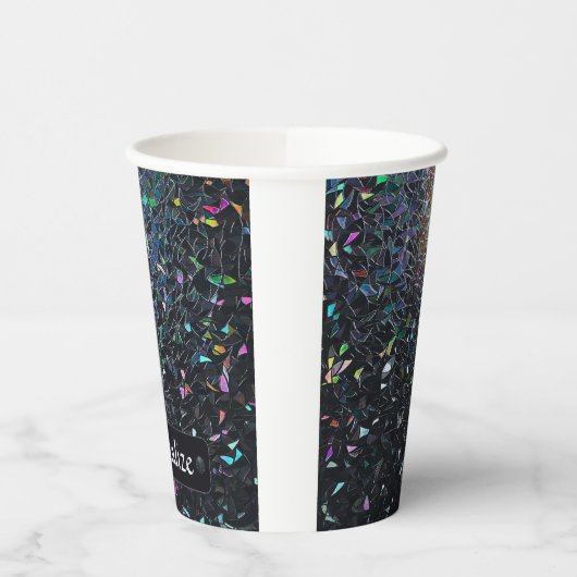 Custom Iridescent Abstract Stained Glass Pattern 紙コップ (左)