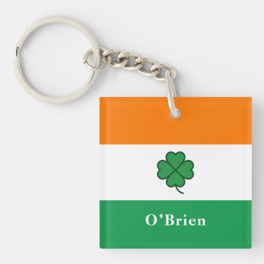Custom Irish Flag Bottle Opener with Last Name キーホルダー (正面)