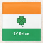 Custom Irish Flag with Last Name ガラスコースター (正面)