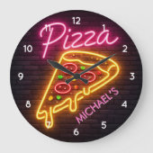 Custom Italian Pizzeria Pizza Kitchen / Restaurant ラージ壁時計 (正面)