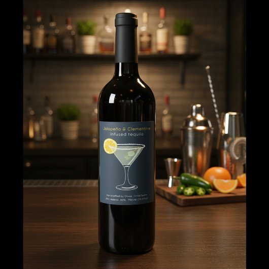 Custom Jalapeño & Clementine Infused Tequila Label ワインラベル