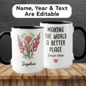 Custom January Birth Flower Mug - Carnation & Name マグカップ