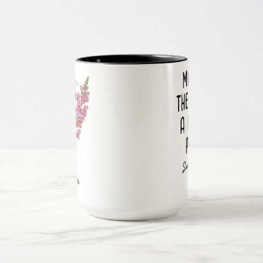 Custom January Birth Flower Mug - Carnation & Name マグカップ (中央)