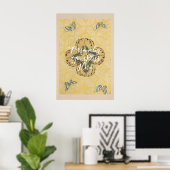 CUSTOM Japanese Butterfly Floral Pattern Art | ポスター (ホームオフィス)