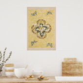 CUSTOM Japanese Butterfly Floral Pattern Art | ポスター (キッチン)