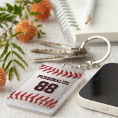 Custom Jersey Number & Name Baseball Player Design キーホルダー (正面右)
