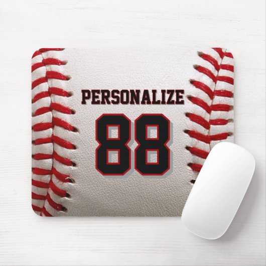 Custom Jersey Number & Name Baseball Player Design マウスパッド (マウス)