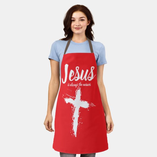 Custom Jesus Apron - Personalized Christian Gift エプロン (着用した状態)