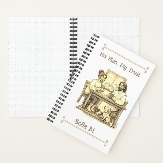 Custom Jesus & Coffee Sepia Luxury Journal ノートブック (内側)
