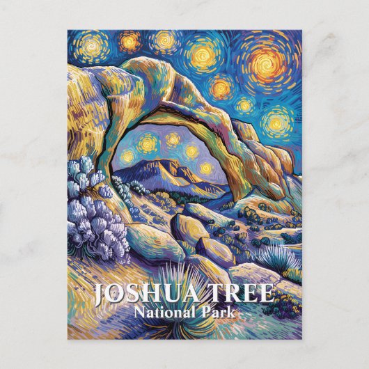 Custom Joshua Tree Arch Rock Starry Night Colorful ポストカード (正面)