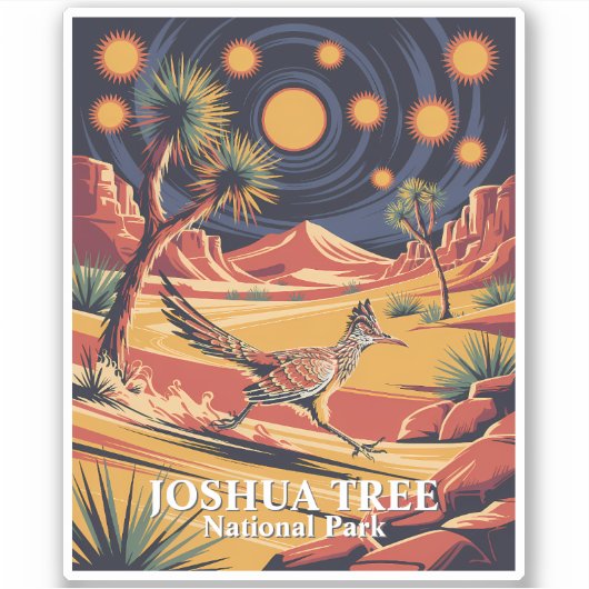 Custom Joshua Tree Funny Roadrunner Vintage Bird シール (正面)