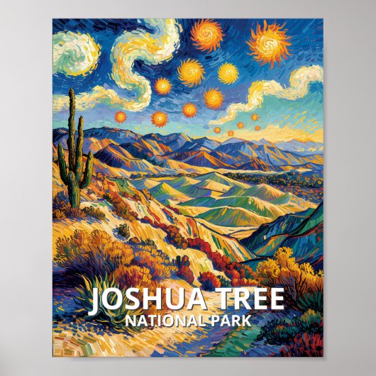 Custom Joshua Tree Keys View Van Gogh Landscape ポスター (正面)