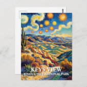 Custom Joshua Tree Keys View Van Gogh Landscape ポストカード (正面/裏面)