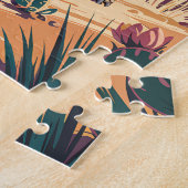 Custom Joshua Tree Tortoise Retro Desert Landscape ジグソーパズル (側面)