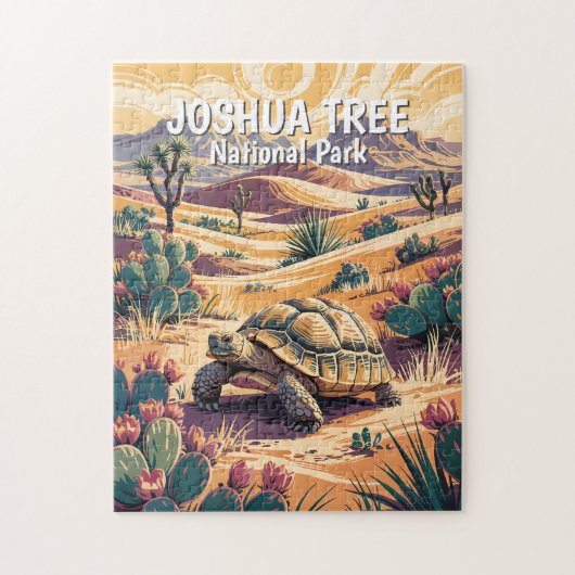 Custom Joshua Tree Tortoise Retro Desert Landscape ジグソーパズル (縦)
