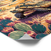 Custom Joshua Tree Tortoise Retro Desert Landscape ポスター (角)